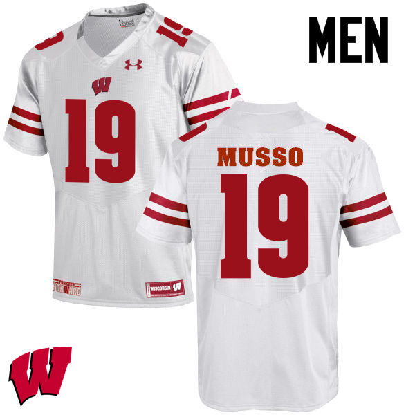 Wisconsin Badgers Men's #19 Leo Musso NCAA Under Armour Authentic White College Stitched Football Jersey QW40W74EF
